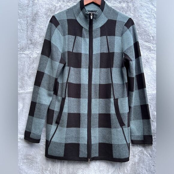 EUC Adrienne Vittadini color block 3/4 length sweater coat w/ pockets Size XL - Picture 2 of 9